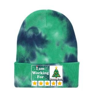 I Am Working For Christmas Break 5 Stars Xmas Tree Tie Dye 12in Knit Beanie