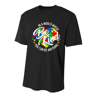 In A World Where You Can Be Anything Be Kind Kindness Youth Performance Sprint T-Shirt