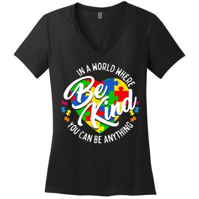 In A World Where You Can Be Anything Be Kind Kindness Women's V-Neck T-Shirt