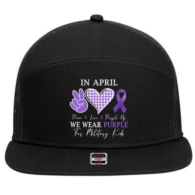 In April We Wear Purple For Military 7 Panel Mesh Trucker Snapback Hat