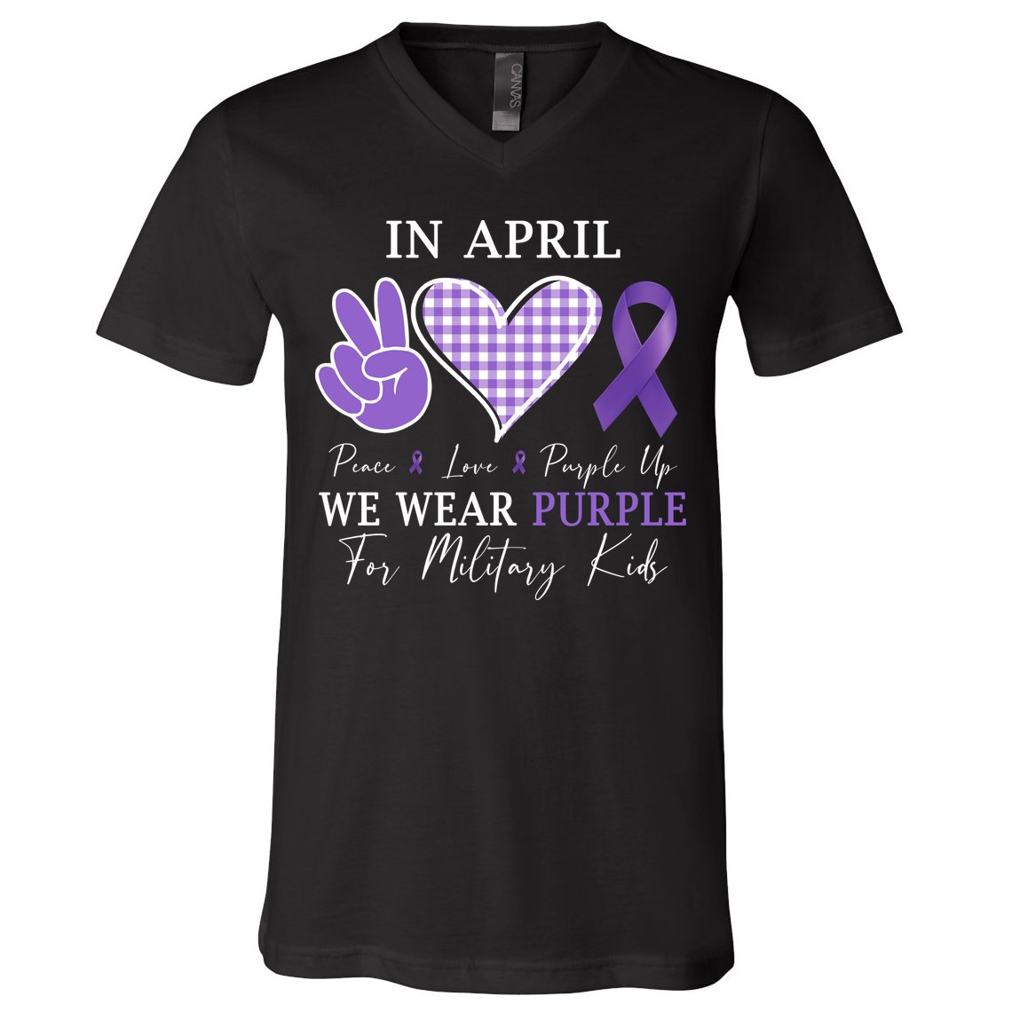 In April We Wear Purple For Military V-Neck T-Shirt