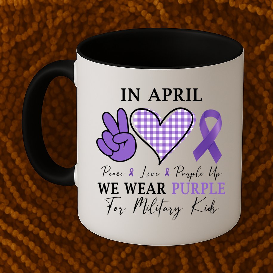 In April We Wear Purple For Military Mug