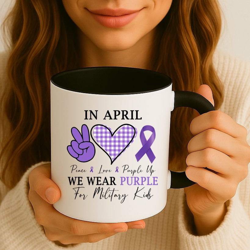 In April We Wear Purple For Military Mug