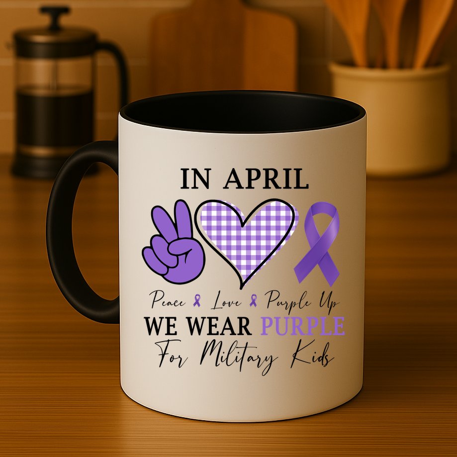 In April We Wear Purple For Military Mug