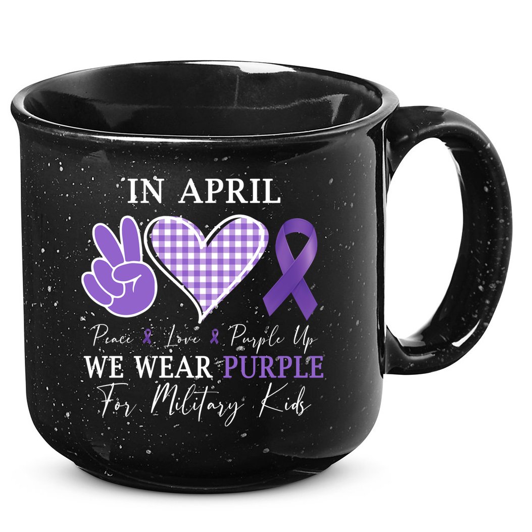 In April We Wear Purple For Military 15oz Campfire Ceramic Mug