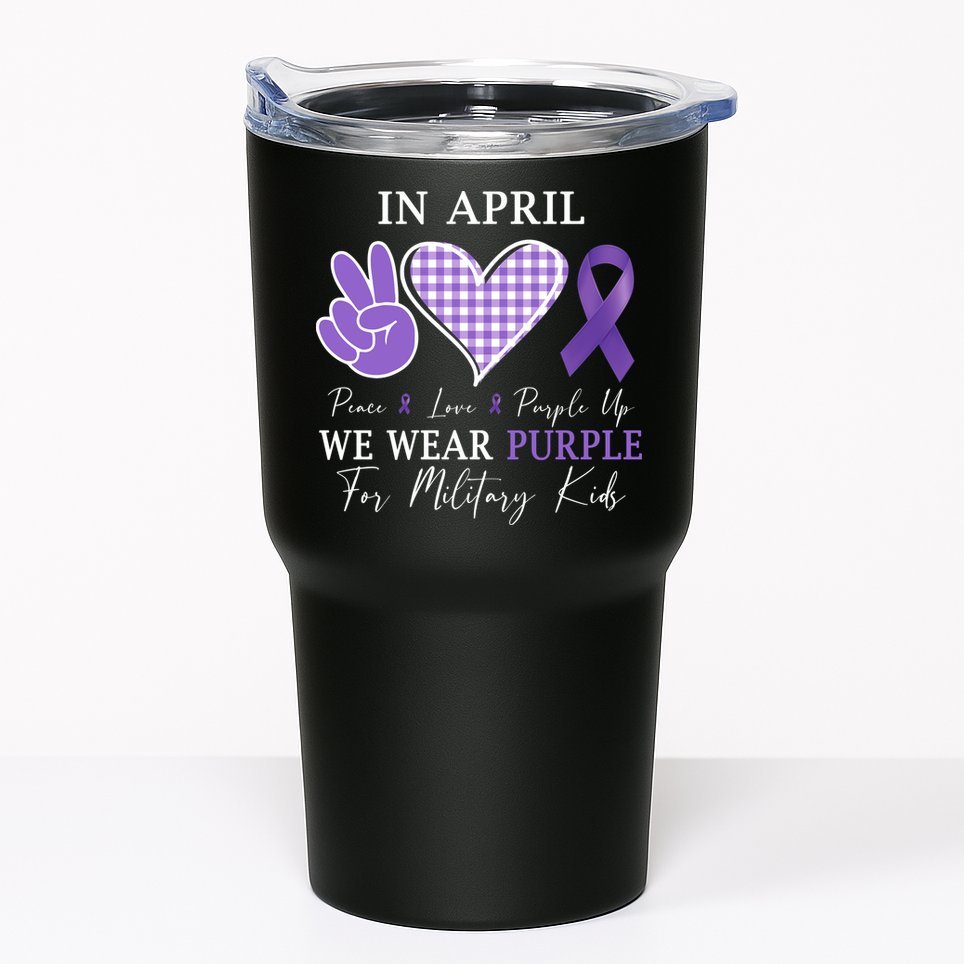 In April We Wear Purple For Military Tumbler