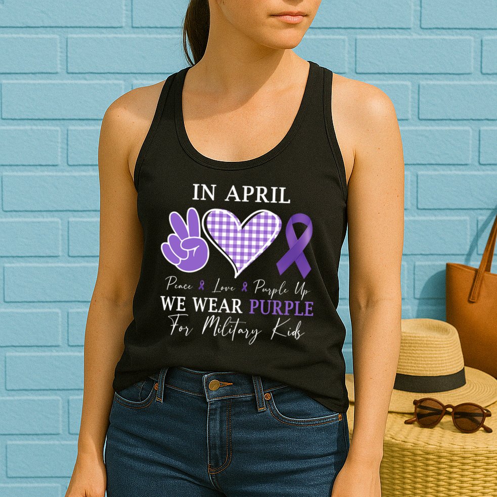 In April We Wear Purple For Military Womens Tank Top