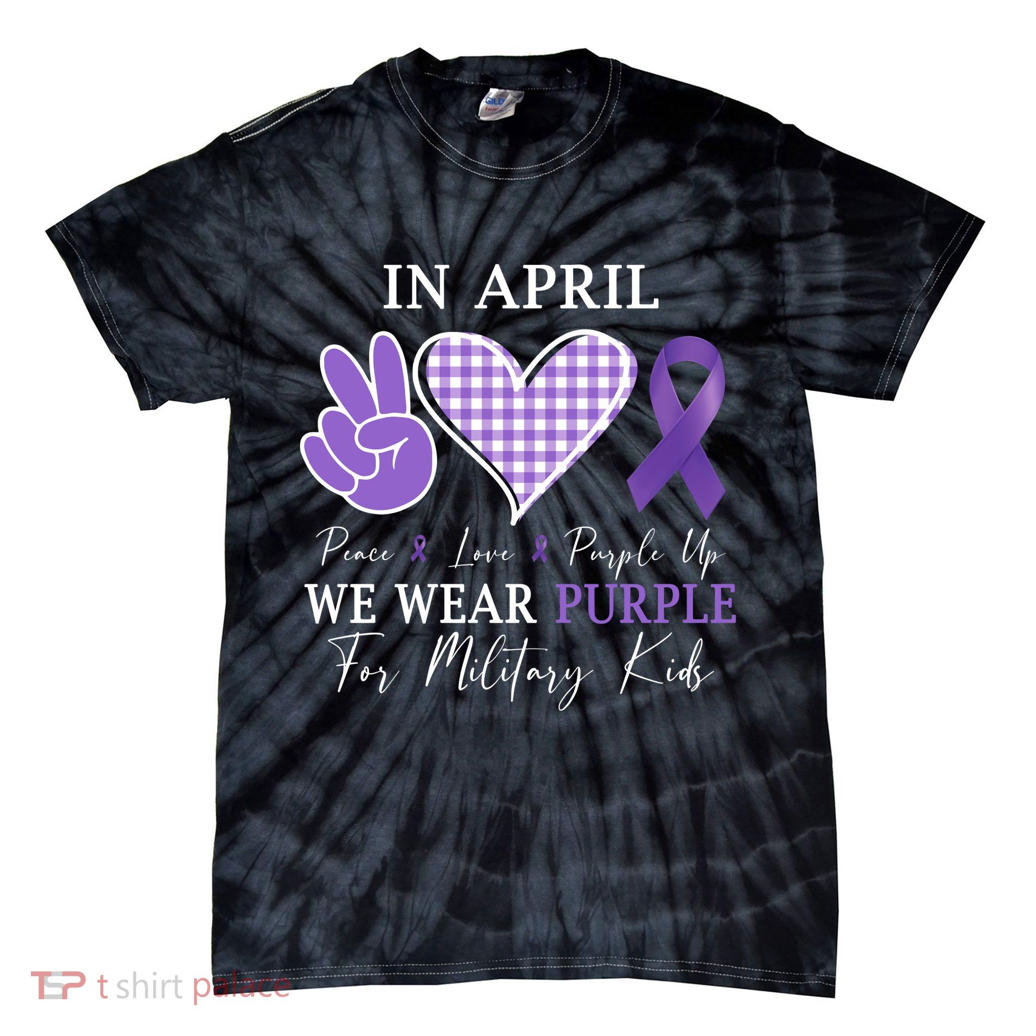 In April We Wear Purple For Military Tie-Dye T-Shirt
