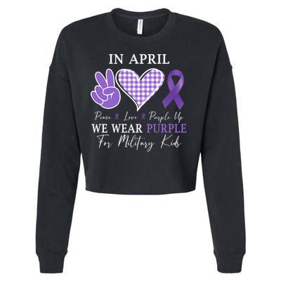 In April We Wear Purple For Military Cropped Pullover Crew