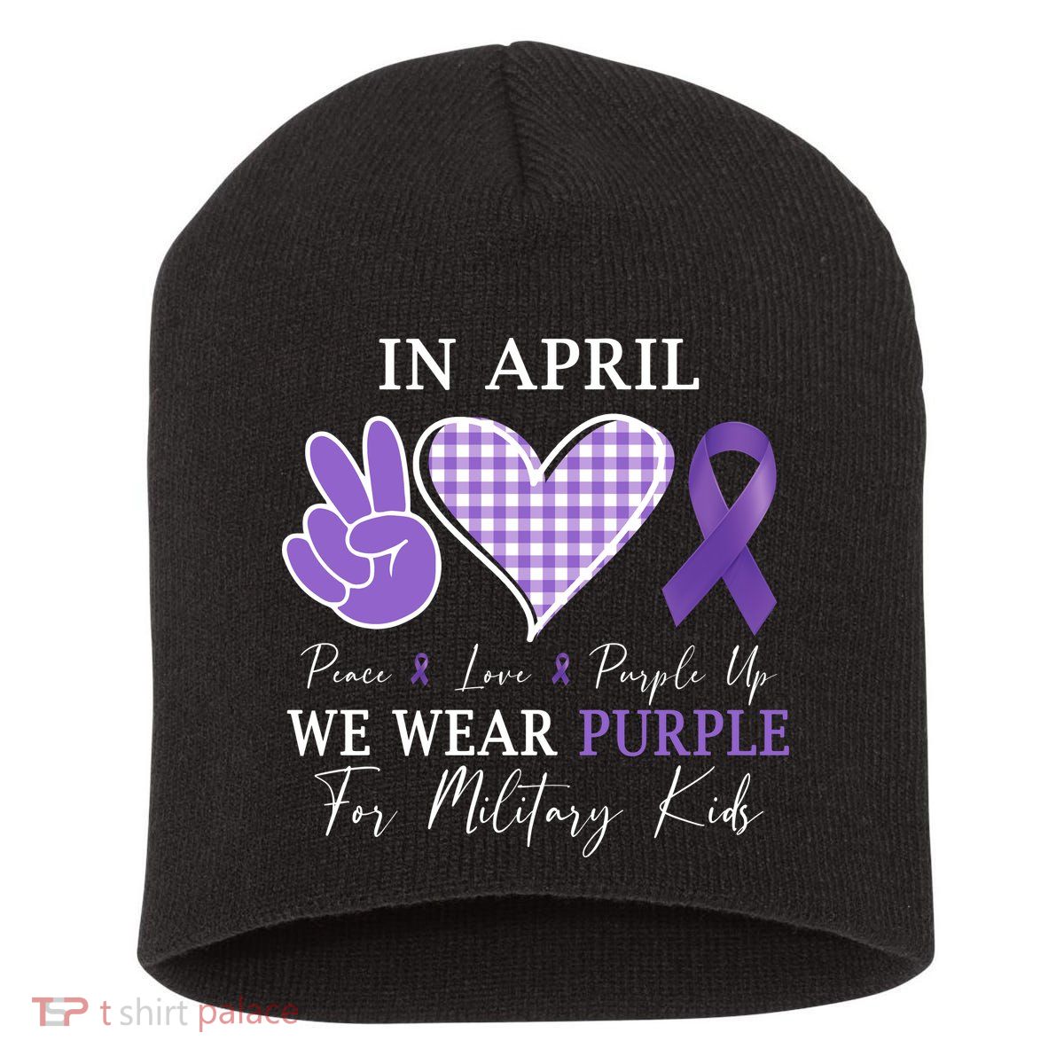 In April We Wear Purple For Military Short Acrylic Beanie