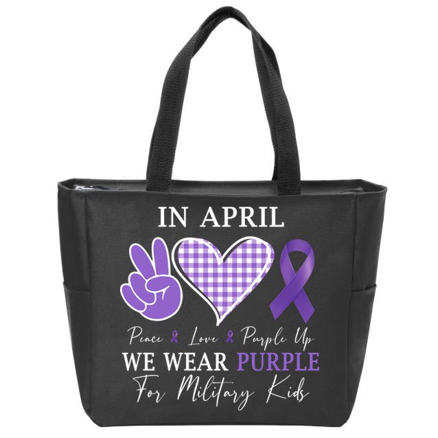 In April We Wear Purple For Military Zip Tote Bag