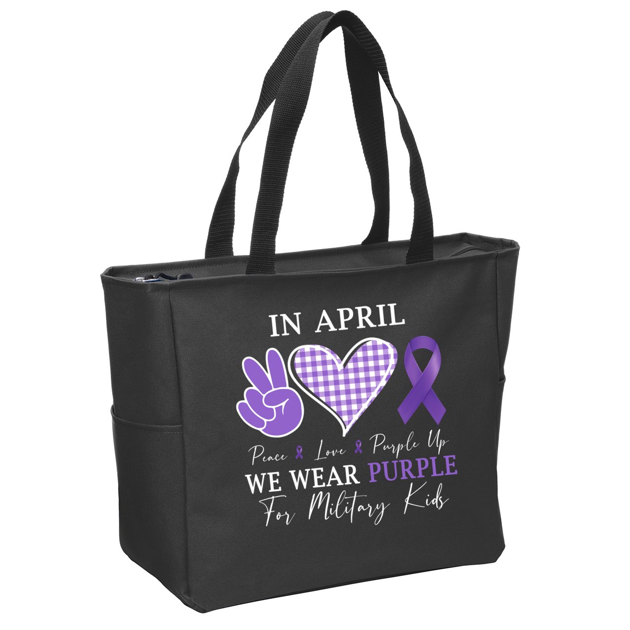In April We Wear Purple For Military Zip Tote Bag