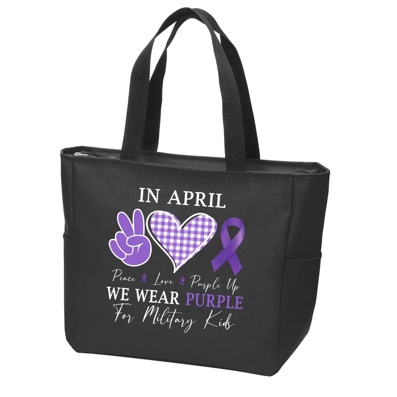 In April We Wear Purple For Military Zip Tote Bag