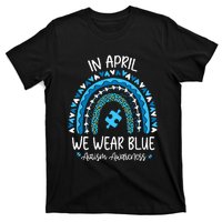 In April We Wear Blue Rainbow Autism Awareness Month T-Shirt