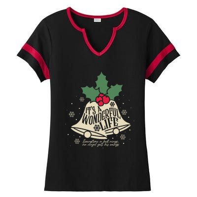 ItS A Wonderful Life Everytime A Bell Rings Christmas Movie Ladies Halftime Notch Neck Tee