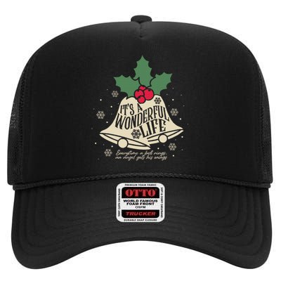 ItS A Wonderful Life Everytime A Bell Rings Christmas Movie High Crown Mesh Back Trucker Hat