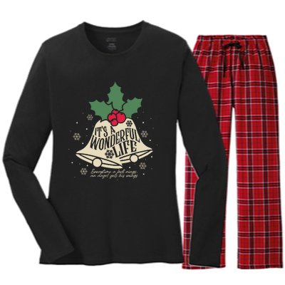 ItS A Wonderful Life Everytime A Bell Rings Christmas Movie Women's Long Sleeve Flannel Pajama Set 