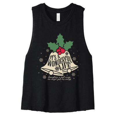 ItS A Wonderful Life Everytime A Bell Rings Christmas Movie Women's Racerback Cropped Tank