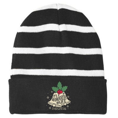 ItS A Wonderful Life Everytime A Bell Rings Christmas Movie Striped Beanie with Solid Band