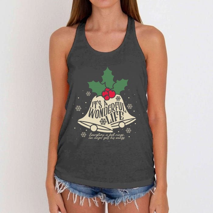 ItS A Wonderful Life Everytime A Bell Rings Christmas Movie Women's Knotted Racerback Tank