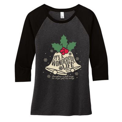 ItS A Wonderful Life Everytime A Bell Rings Christmas Movie Women's Tri-Blend 3/4-Sleeve Raglan Shirt