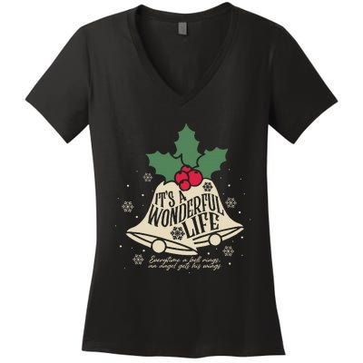 ItS A Wonderful Life Everytime A Bell Rings Christmas Movie Women's V-Neck T-Shirt