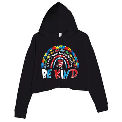 In A World Where You Can Be Anything Be Kind Book Lover Reading Fan Crop Fleece Hoodie