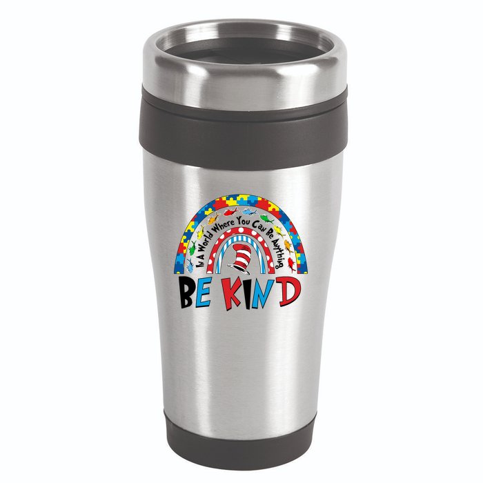 In A World Where You Can Be Anything Be Kind Book Lover Reading Fan 16oz Travel Tumbler