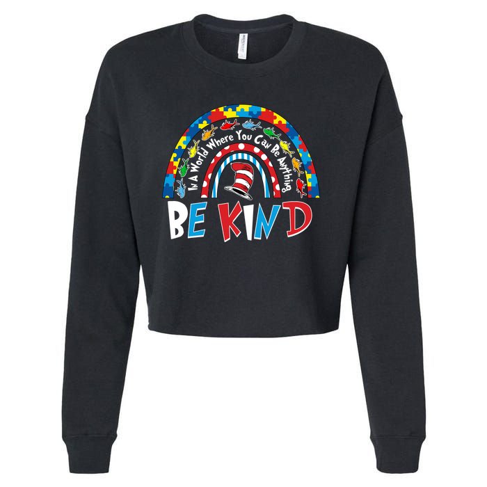 In A World Where You Can Be Anything Be Kind Book Lover Reading Fan Cropped Pullover Crew