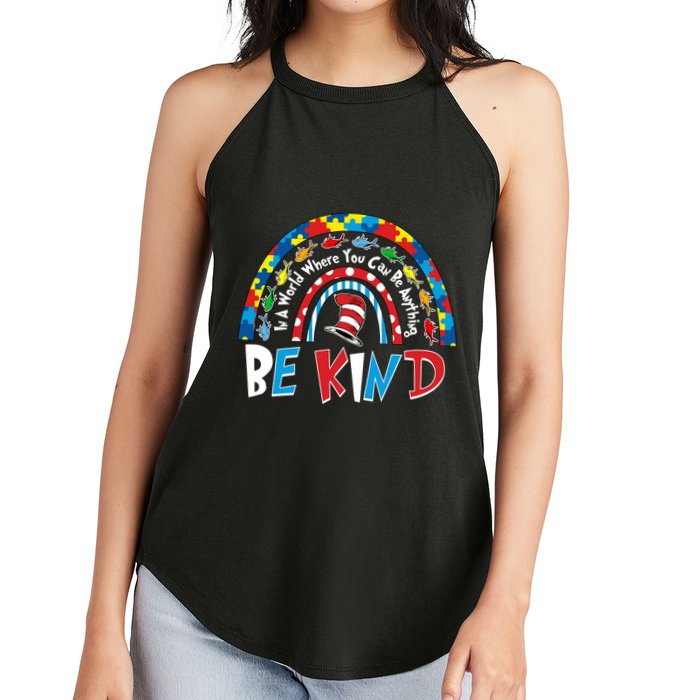 In A World Where You Can Be Anything Be Kind Book Lover Reading Fan Women's Perfect Tri Rocker Tank