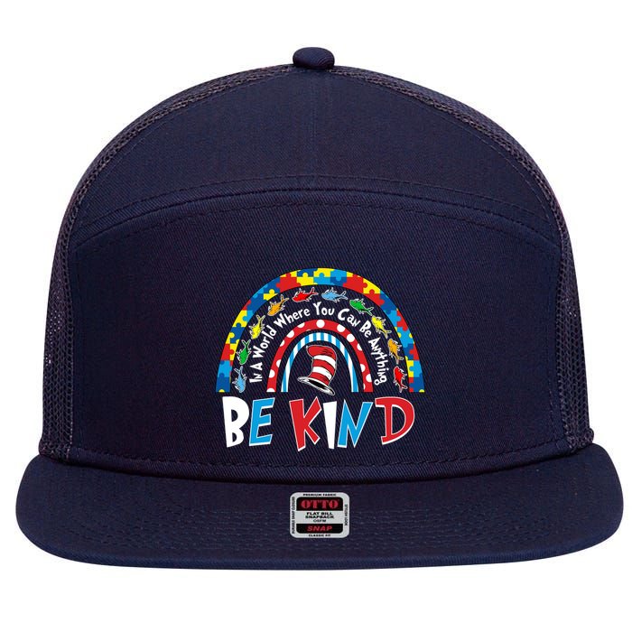 In A World Where You Can Be Anything Be Kind Book Lover Reading Fan 7 Panel Mesh Trucker Snapback Hat