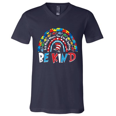 In A World Where You Can Be Anything Be Kind Book Lover Reading Fan V-Neck T-Shirt