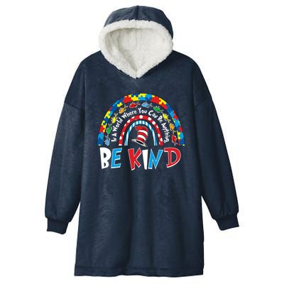 In A World Where You Can Be Anything Be Kind Book Lover Reading Fan Hooded Wearable Blanket