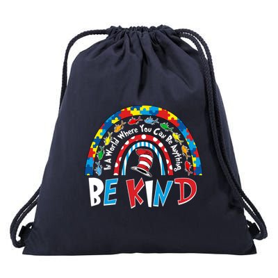 In A World Where You Can Be Anything Be Kind Book Lover Reading Fan Drawstring Bag