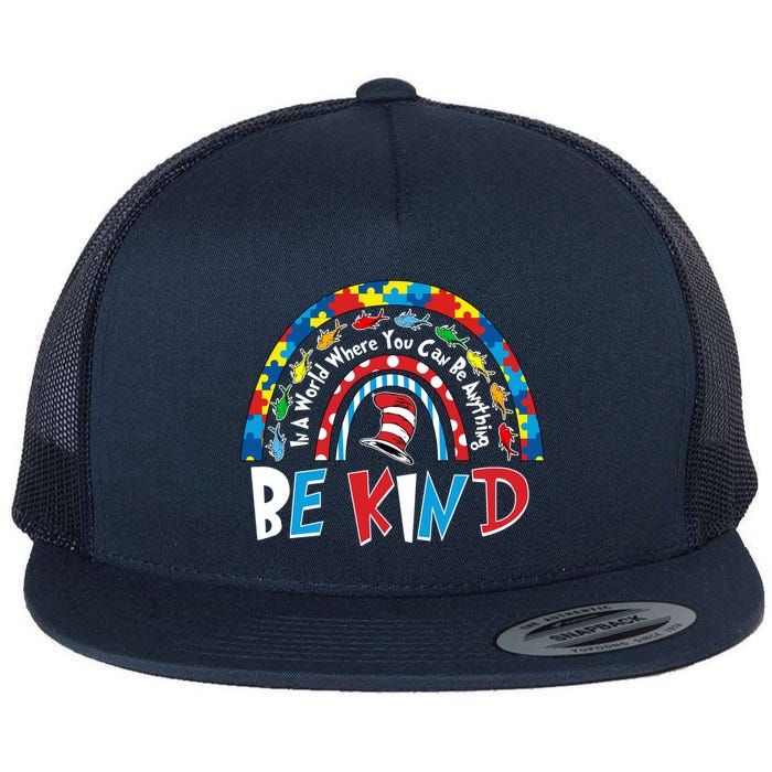 In A World Where You Can Be Anything Be Kind Book Lover Reading Fan Flat Bill Trucker Hat