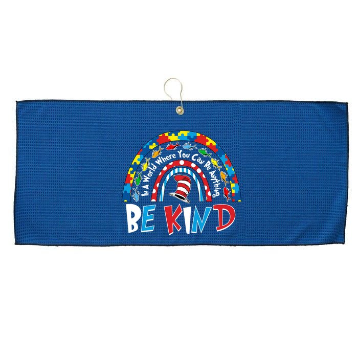 In A World Where You Can Be Anything Be Kind Book Lover Reading Fan Large Microfiber Waffle Golf Towel
