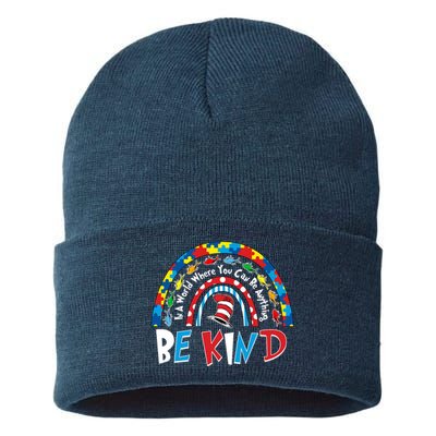 In A World Where You Can Be Anything Be Kind Book Lover Reading Fan Sustainable Knit Beanie