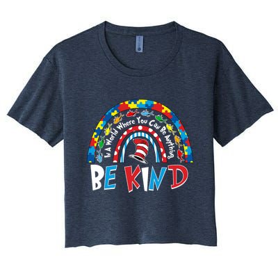 In A World Where You Can Be Anything Be Kind Book Lover Reading Fan Crop Top