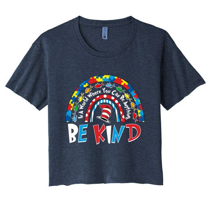 In A World Where You Can Be Anything Be Kind Book Lover Reading Fan Crop Top