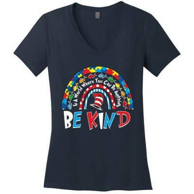 In A World Where You Can Be Anything Be Kind Book Lover Reading Fan Women's V-Neck T-Shirt