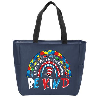 In A World Where You Can Be Anything Be Kind Book Lover Reading Fan Zip Tote Bag