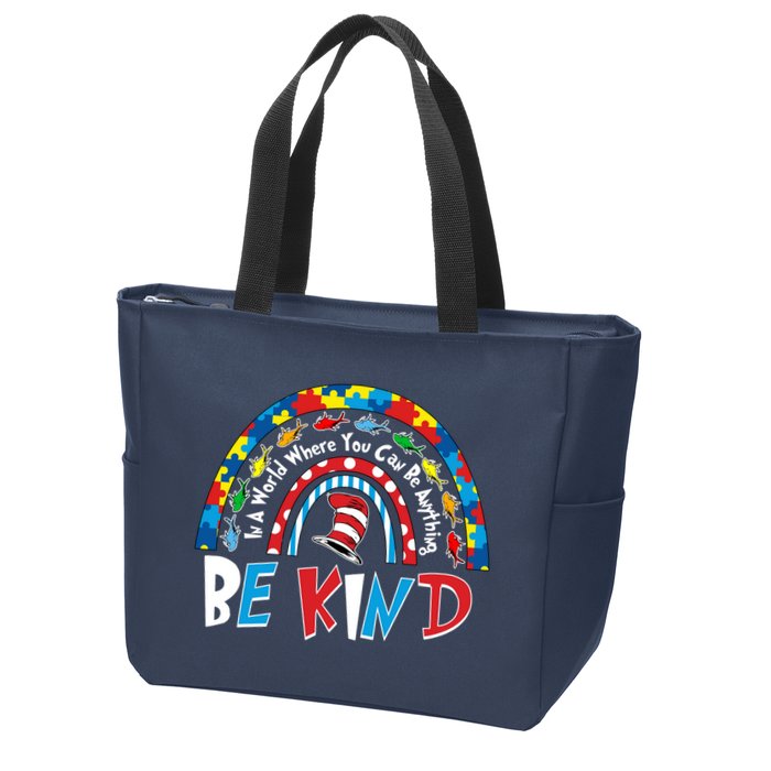 In A World Where You Can Be Anything Be Kind Book Lover Reading Fan Zip Tote Bag