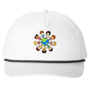 In A World Be Kind Earth World Kindness Day Teachers Snapback Five-Panel Rope Hat