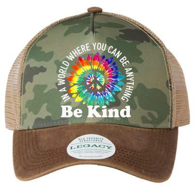 In A World Where You Can Be Anything Be Kind Sign Language Legacy Tie Dye Trucker Hat