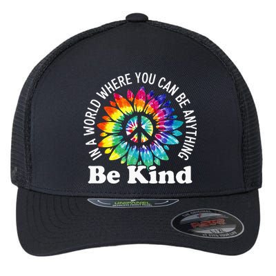 In A World Where You Can Be Anything Be Kind Sign Language Flexfit Unipanel Trucker Cap