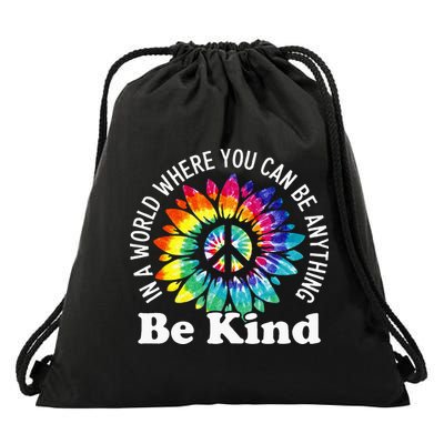 In A World Where You Can Be Anything Be Kind Sign Language Drawstring Bag