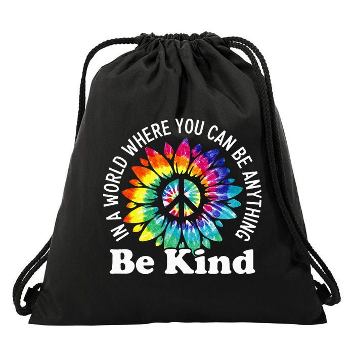 In A World Where You Can Be Anything Be Kind Sign Language Drawstring Bag