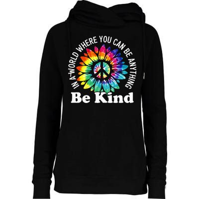 In A World Where You Can Be Anything Be Kind Sign Language Womens Funnel Neck Pullover Hood