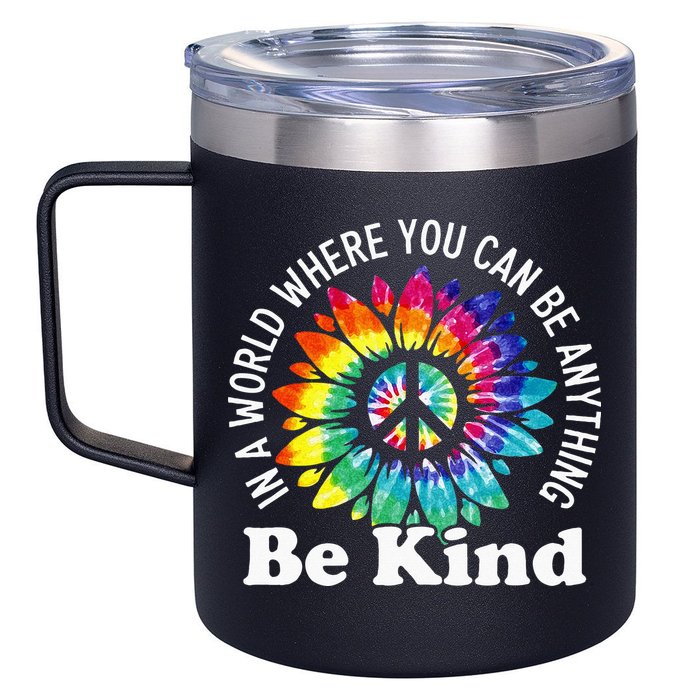 In A World Where You Can Be Anything Be Kind Sign Language 12oz Stainless Steel Coffee Mug