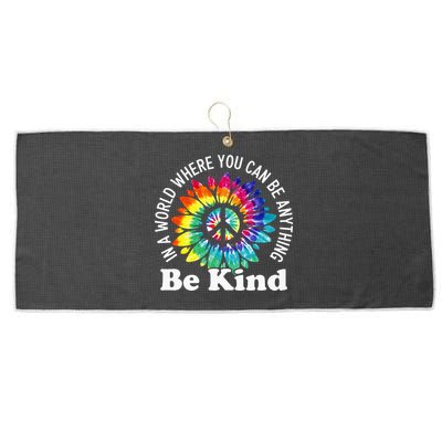 In A World Where You Can Be Anything Be Kind Sign Language Large Microfiber Waffle Golf Towel